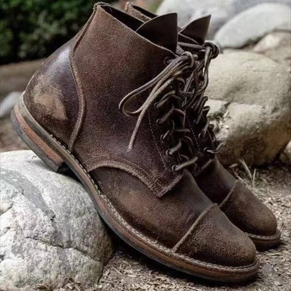 Męska - Sznurowane buty robocze do kostki - Trwała konstrukcja i wygoda - Idealne do pracy