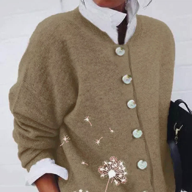 Damska - Sweter z wzorem mleczy - Miękki materiał - Modna odzież na każdą okazję