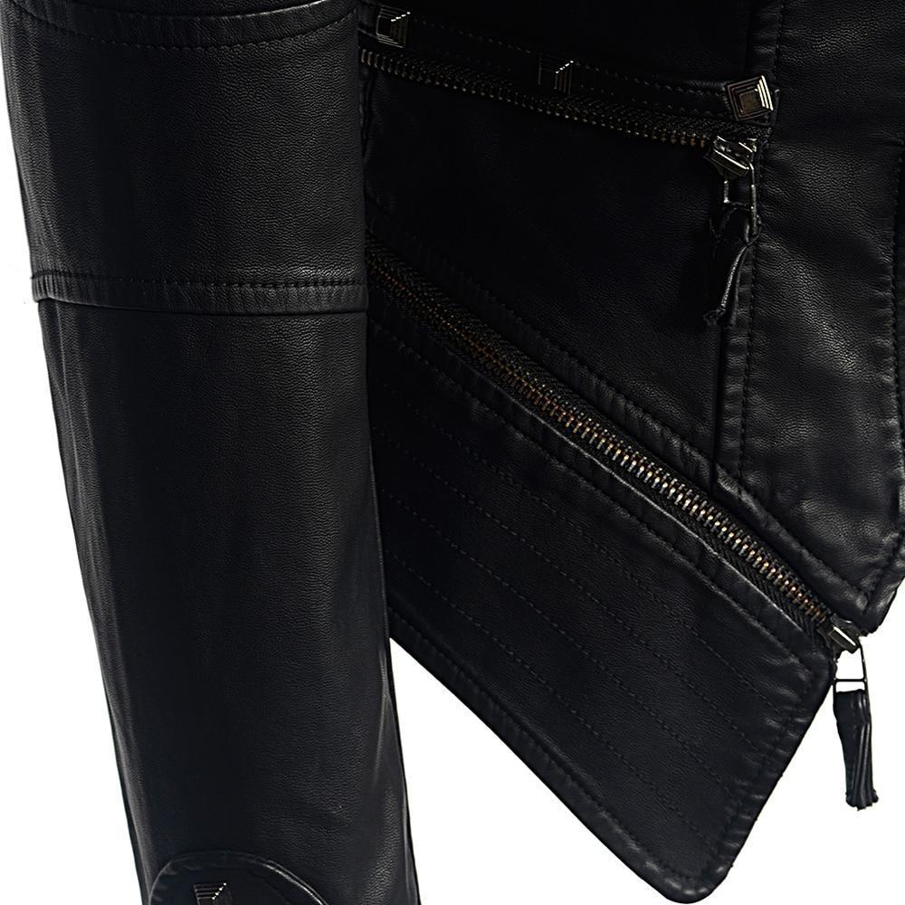 Damska - Czarna kurtka biker - Dopasowany krój - Stylowy design - Modny wybór na każdą okazję