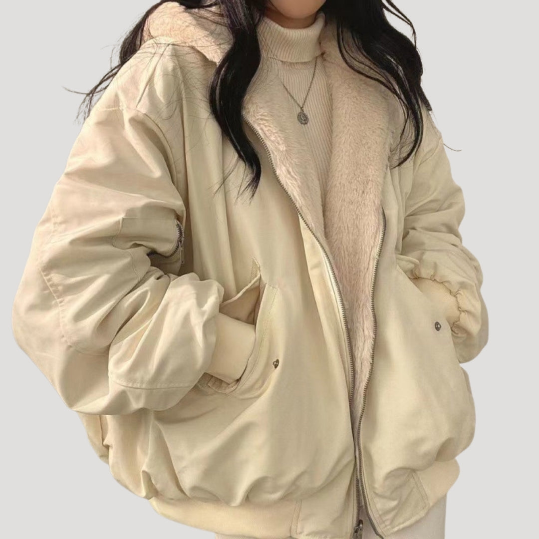Damska - Kurtka - Sherpa Fleece Teddy Coat - Styl Zimowy - Ciepły I Stylowy