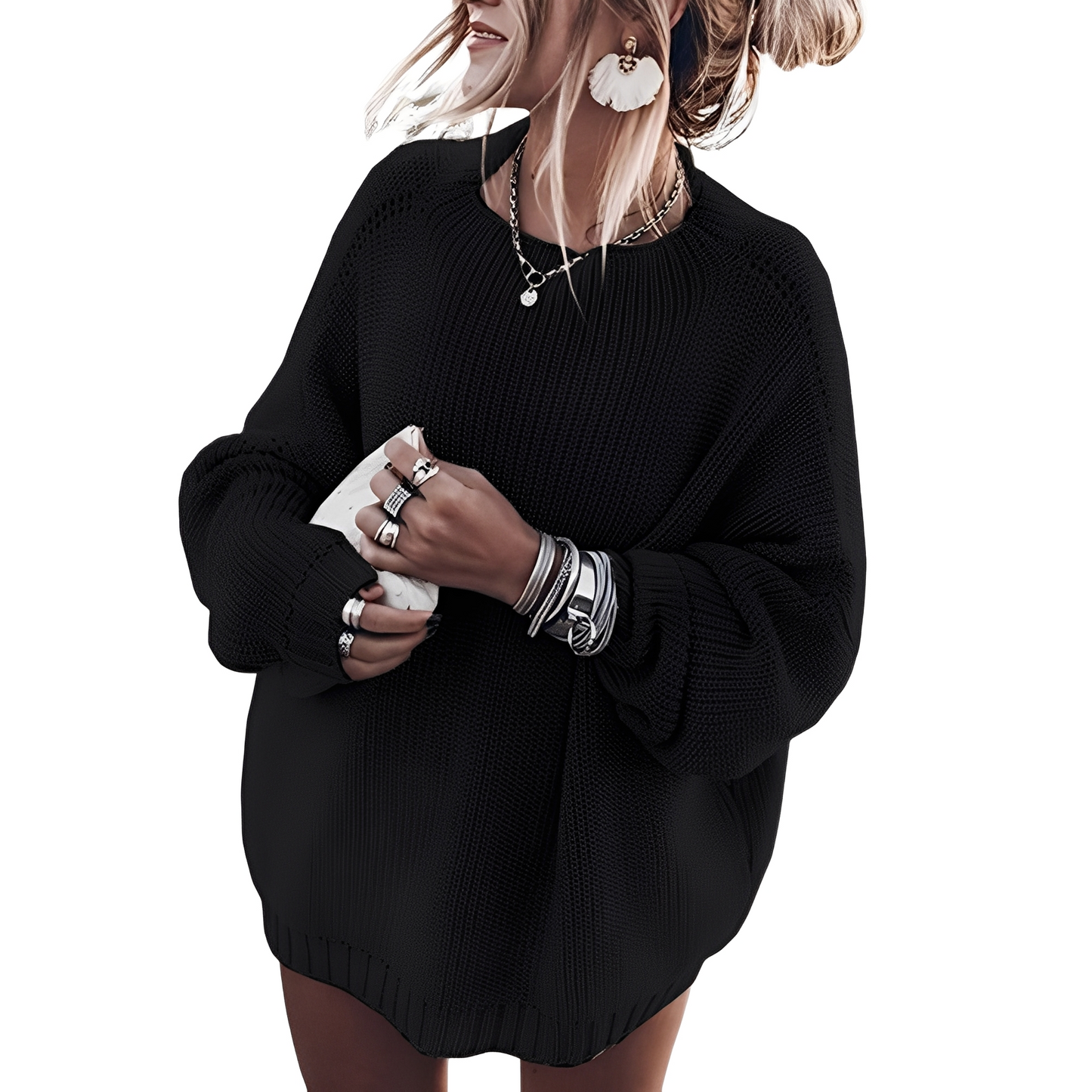 Damska - Sweter - Gruba dzianina - Luźny krój - Komfort i styl na każdą okazję