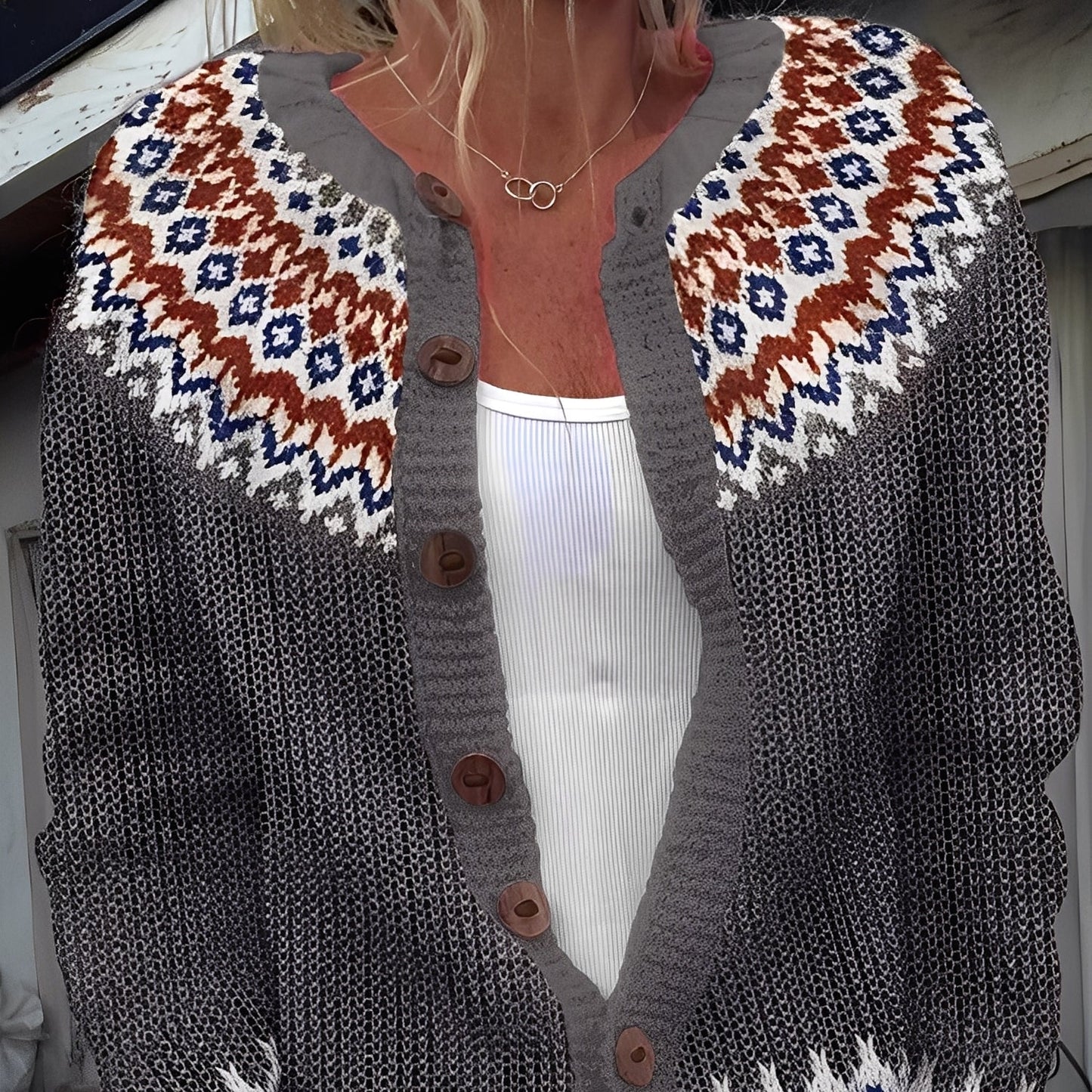 Damska - Przytulny kardigan zapinany na guziki - Miękkiego materiału - Perfect for any occasion