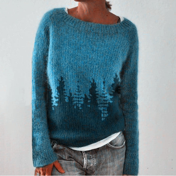 Damska - Sweter zimowy - Miękkiej dzianiny - Retro Knit z długim rękawem - Ciepły i stylowy - Idealny na chłodne dni