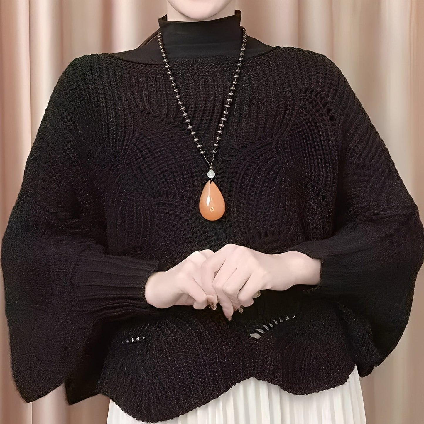 Damska - Sweter termiczny - Izolujące włókna - Przytulny design z szerokimi rękawami