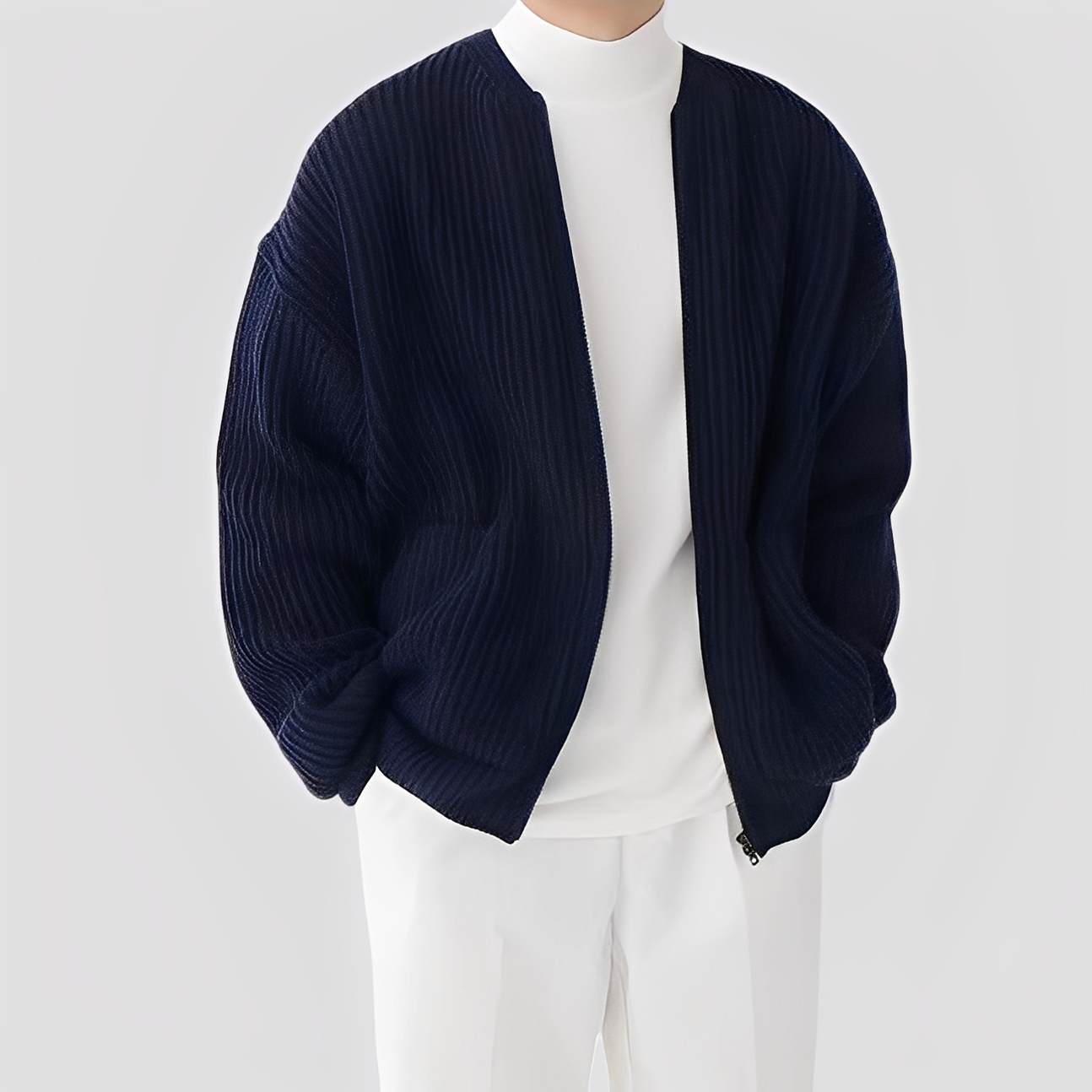 Męska - Kardigan - Luźny, dzianinowy - Przytulny styl na każdą okazję