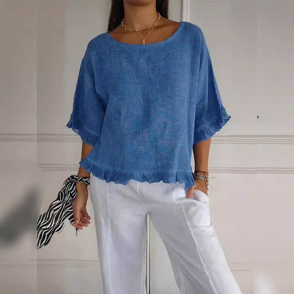 Damska - Elegancka bluzka casual - Miękki materiał - Idealna na co dzień