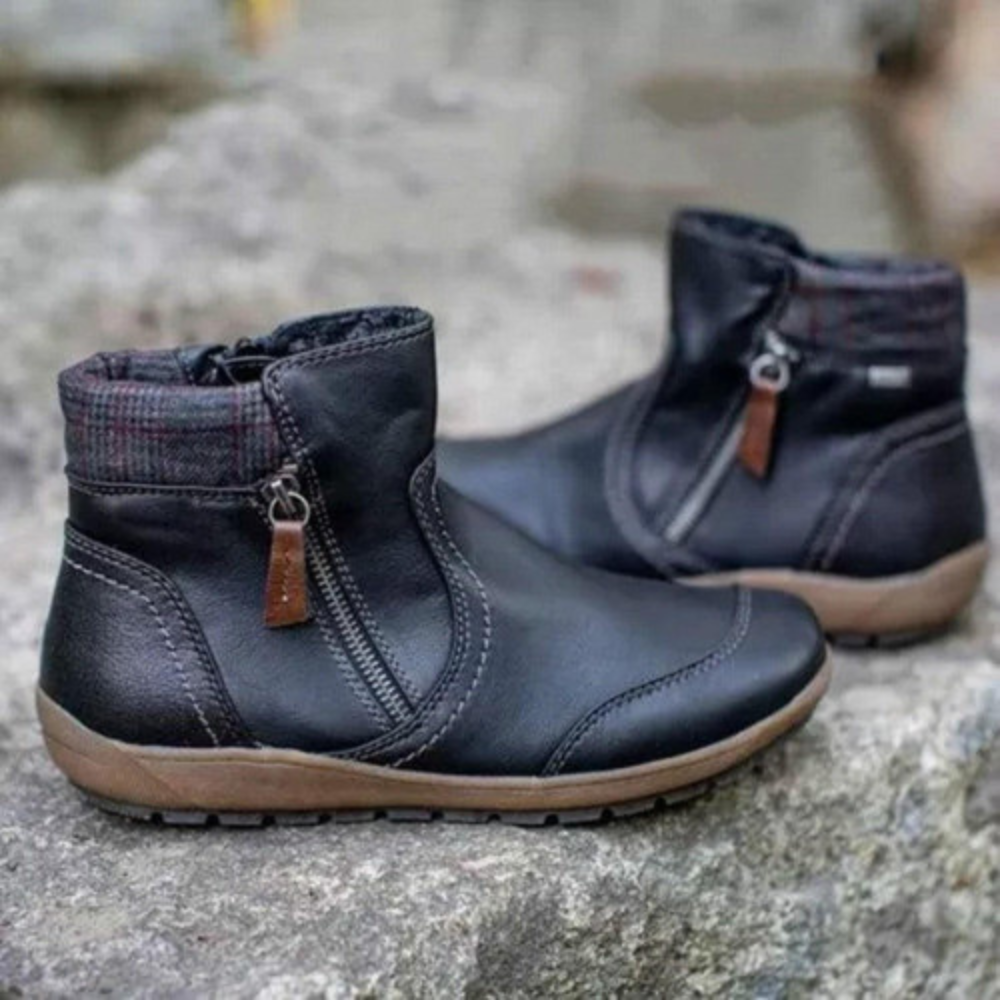 Damskie - Buty za kostkę - Ocieplane skórzane - Wygodne i stylowe - Obuwie na chłodne dni