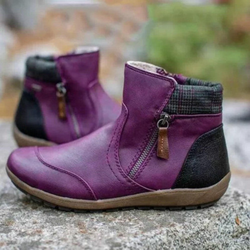 Damskie - Buty za kostkę - Ocieplane skórzane - Wygodne i stylowe - Obuwie na chłodne dni