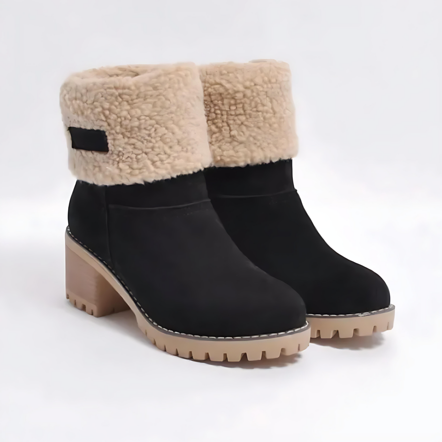 Damska - Botki na wysokim obcasie - Podszewką Shearling - Stylowe obuwie zimowe - Komfort i elegancja