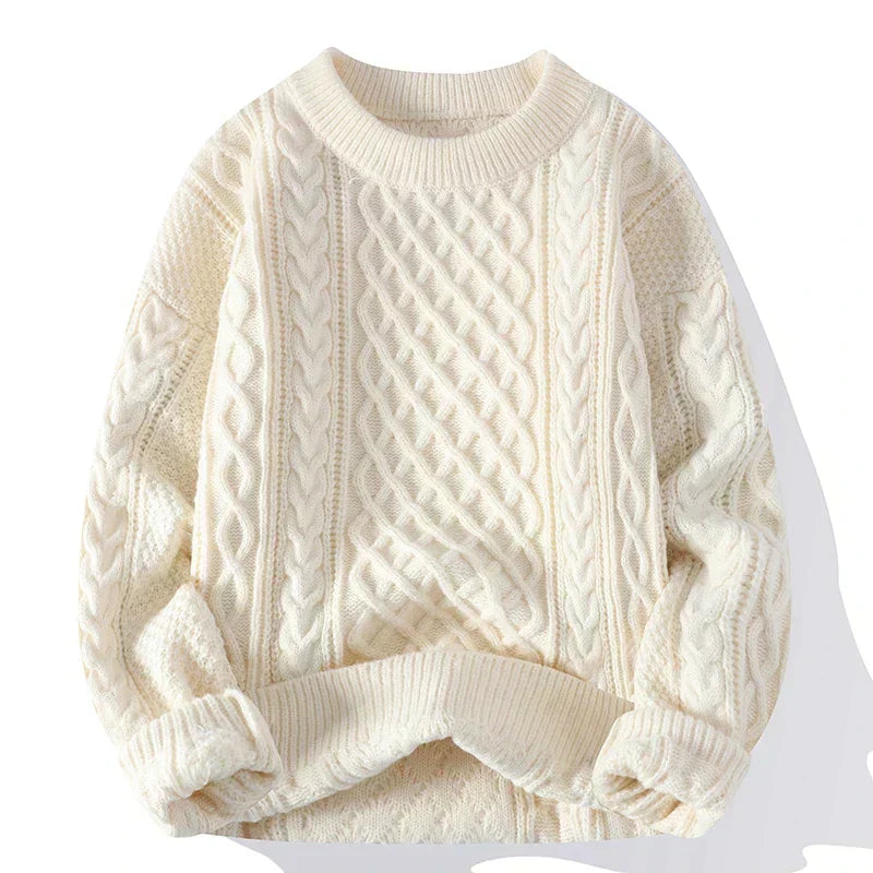 Męska - Sweter - Dzianina Cable Knit - Vintage styl - komfort i elegancja