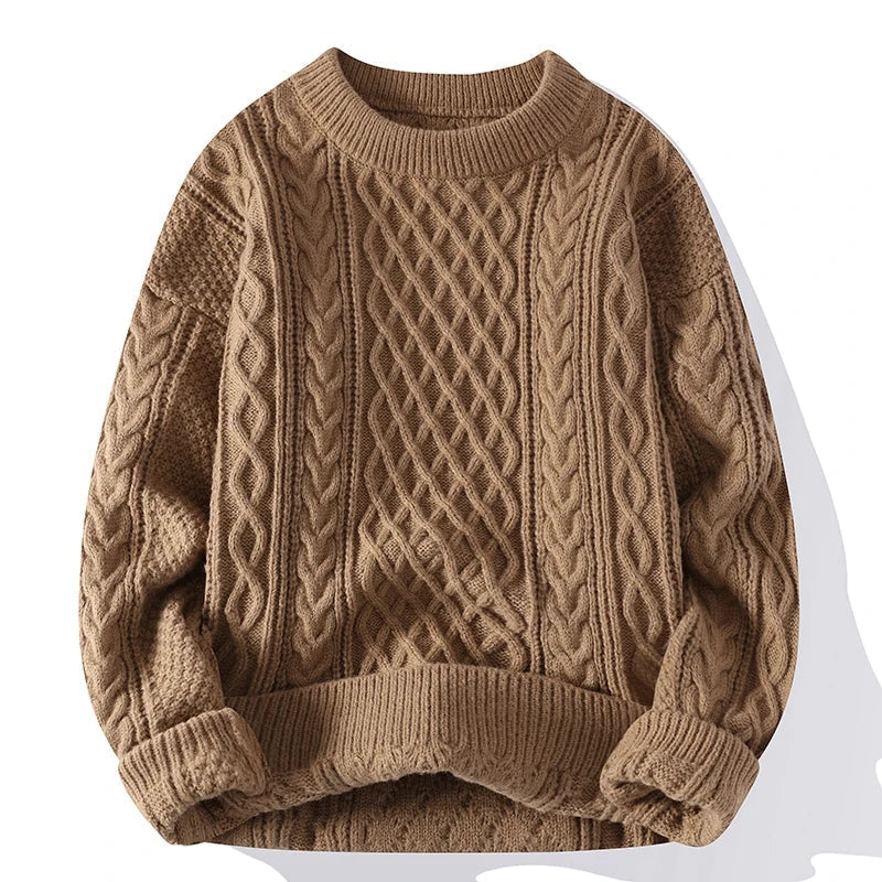Męska - Sweter - Dzianina Cable Knit - Vintage styl - komfort i elegancja