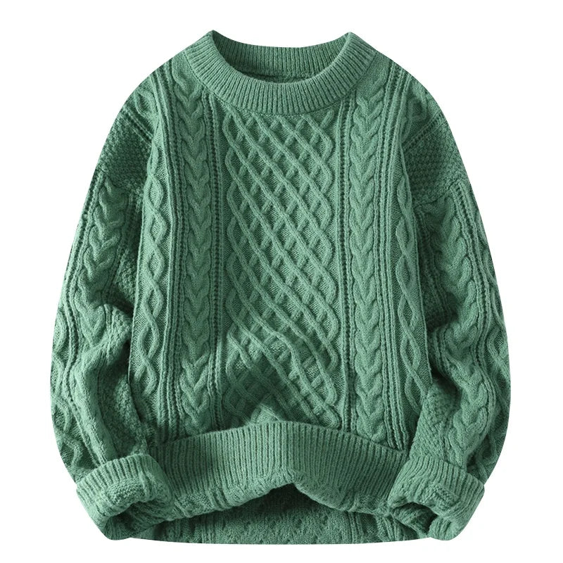 Męska - Sweter - Dzianina Cable Knit - Vintage styl - komfort i elegancja