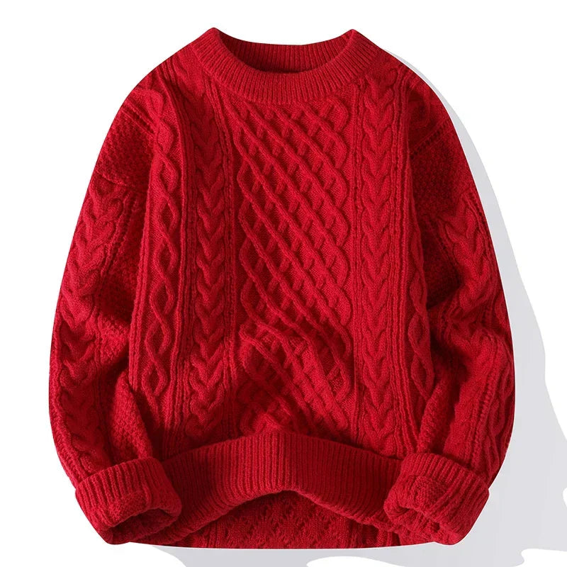 Męska - Sweter - Dzianina Cable Knit - Vintage styl - komfort i elegancja