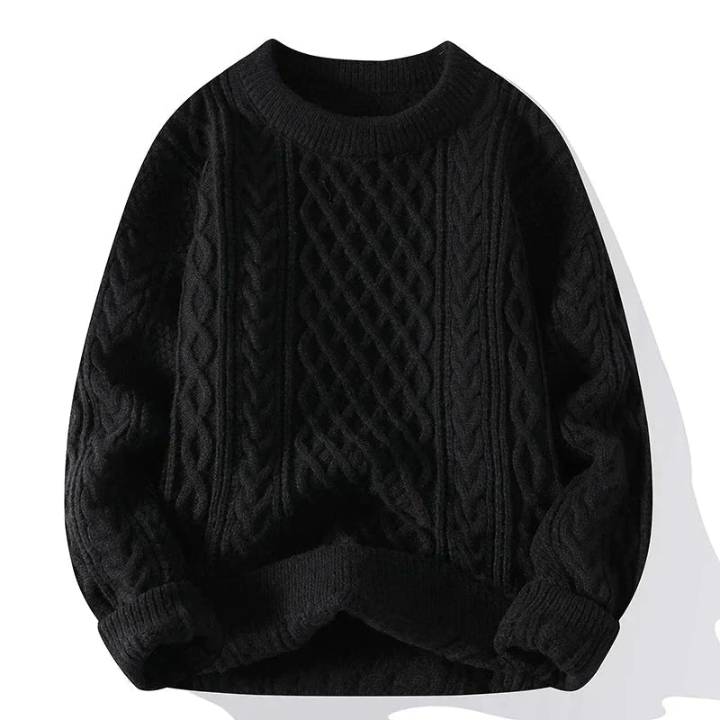 Męska - Sweter - Dzianina Cable Knit - Vintage styl - komfort i elegancja