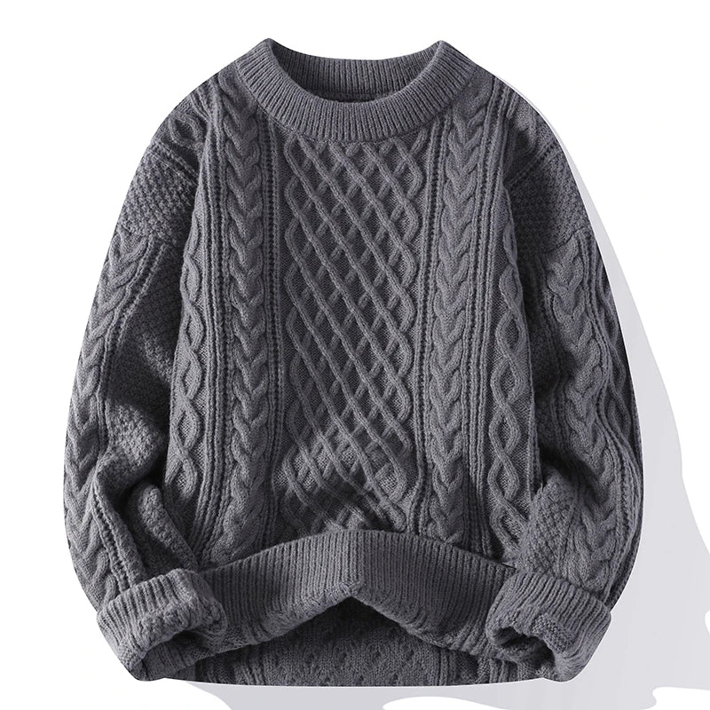 Męska - Sweter - Dzianina Cable Knit - Vintage styl - komfort i elegancja