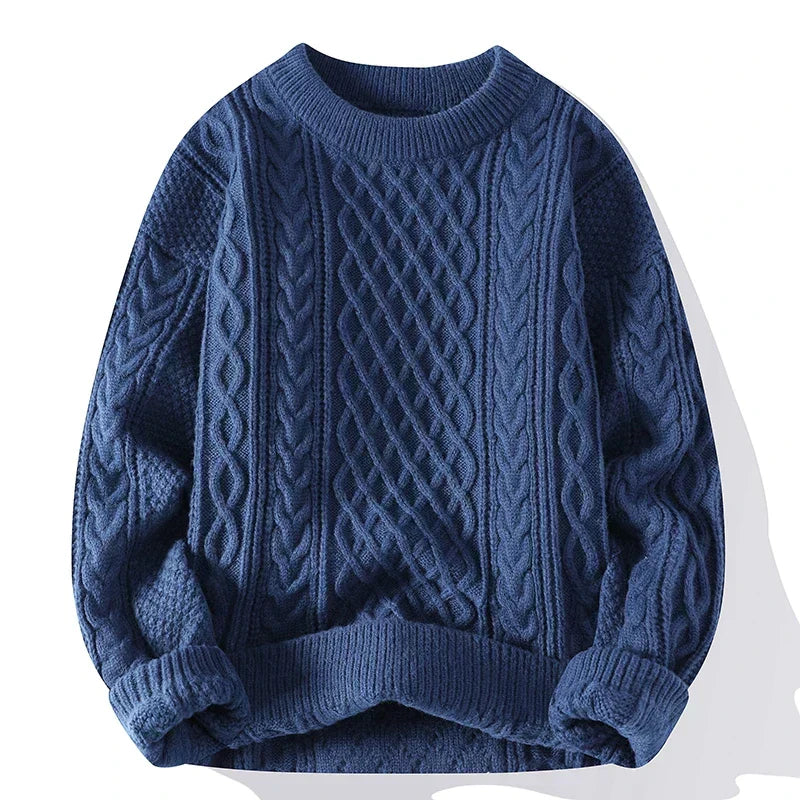 Męska - Sweter - Dzianina Cable Knit - Vintage styl - komfort i elegancja