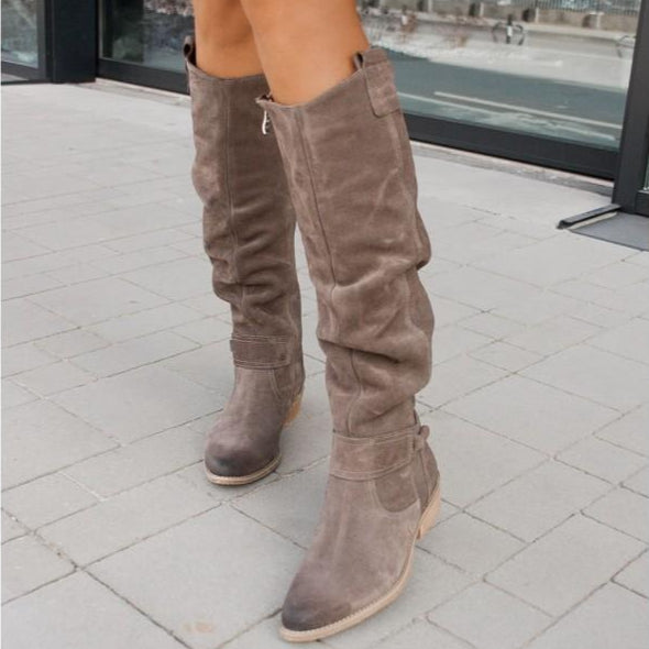 Damska - Buty za kolano - Zamek z boku - Stylowe i Wygodne - Idealne na Chłodne Dni