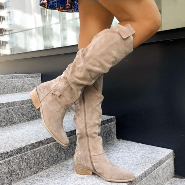 Damska - Buty za kolano - Zamek z boku - Stylowe i Wygodne - Idealne na Chłodne Dni