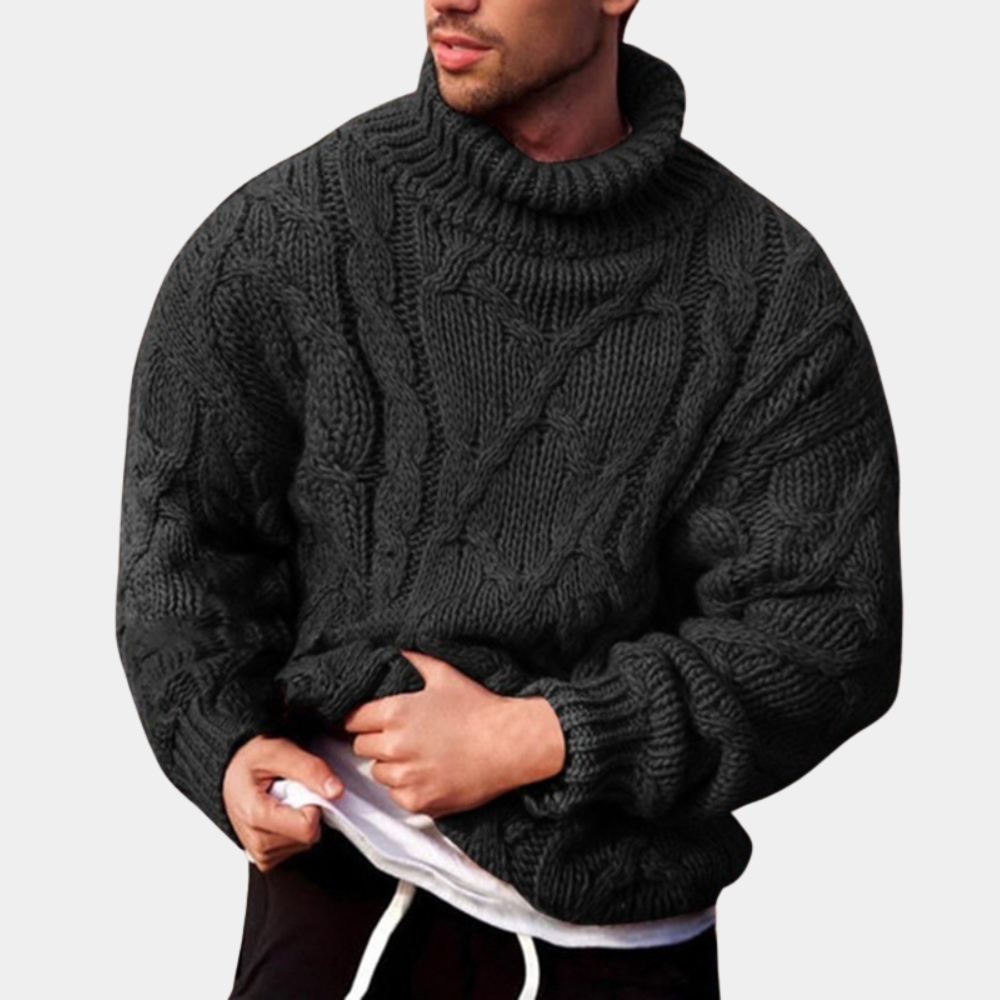Męska - Sweter - Gruba dzianina - Golf - Stylowy i ciepły