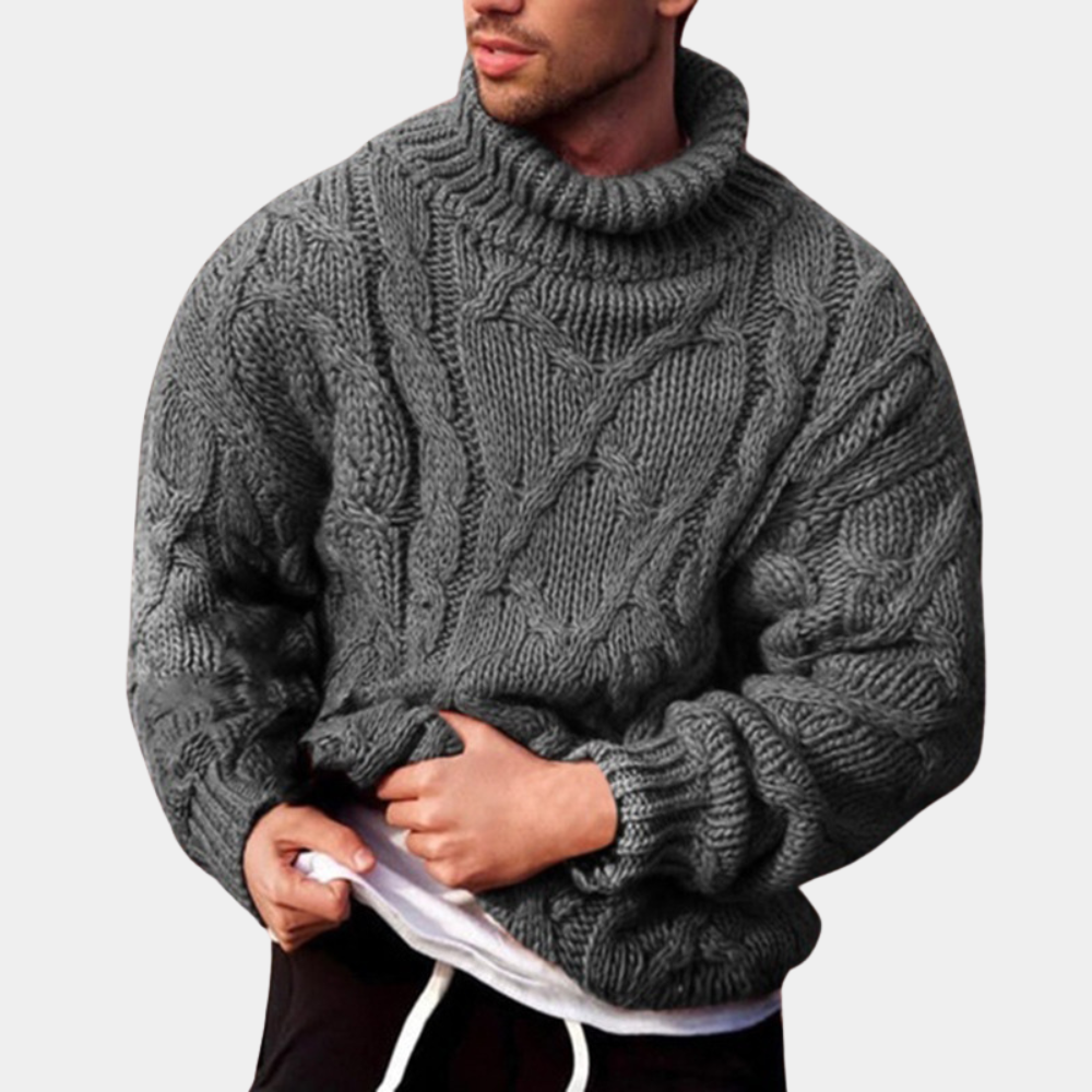 Męska - Sweter - Gruba dzianina - Golf - Stylowy i ciepły