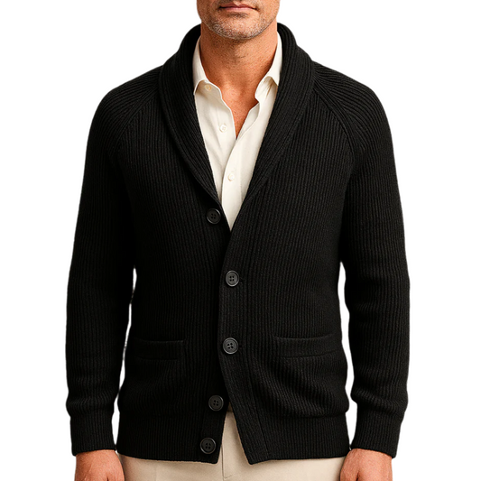 Męska - Kardigan dzianinowy w stylu vintage - Przytulna mieszanka wełny - Idealny na chłodne dnie komponuje