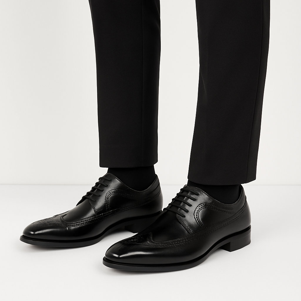 Męska - Buty Brogue Oxford - Klasyczne sznurowane - Elegancki styl do biura i na co dzień