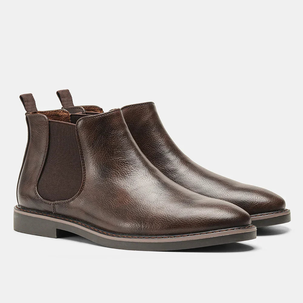 Męska - Klasyczne buty Chelsea - Wsuwane - Skórzane - Elegancka moda na każdą okazję