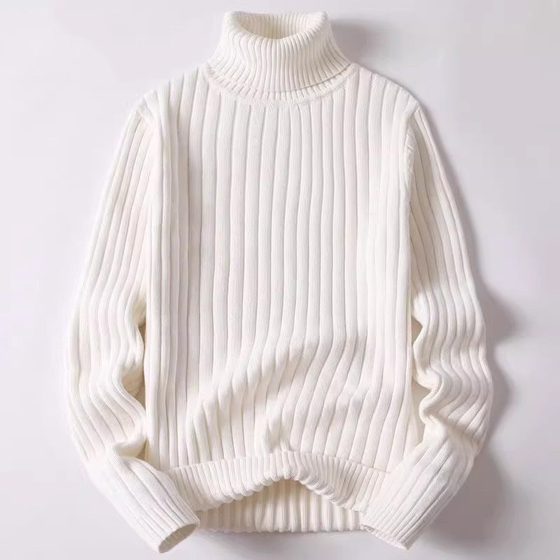 Męska - Bluza z golfem - Prążkowany sweter dzianinowy - Modny i komfortowy styl na każdą okazję