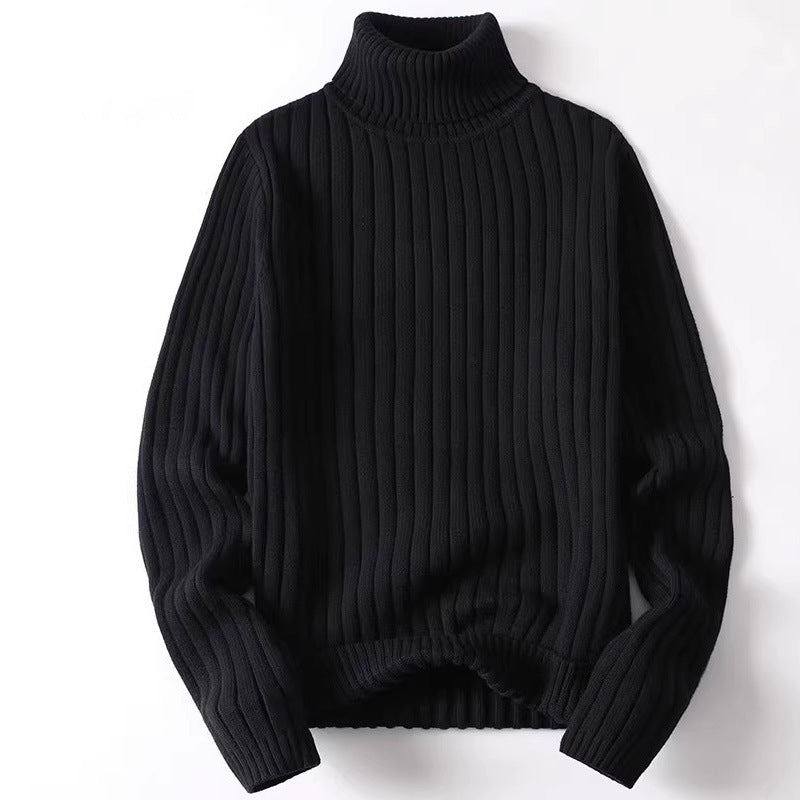 Męska - Bluza z golfem - Prążkowany sweter dzianinowy - Modny i komfortowy styl na każdą okazję