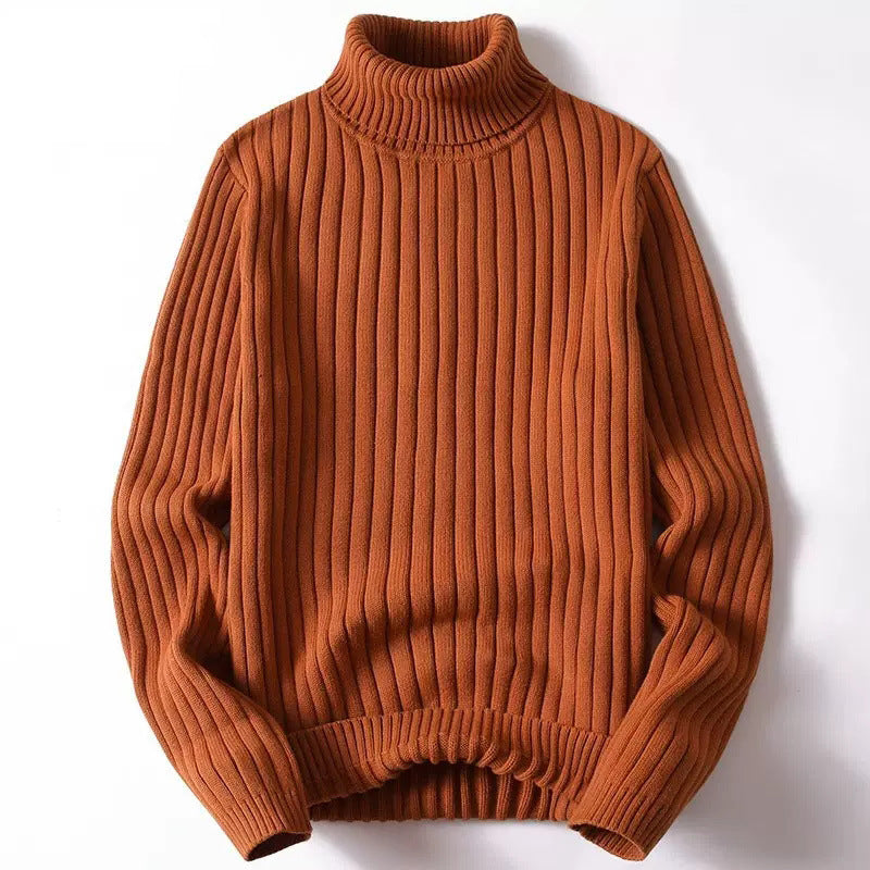 Męska - Bluza z golfem - Prążkowany sweter dzianinowy - Modny i komfortowy styl na każdą okazję