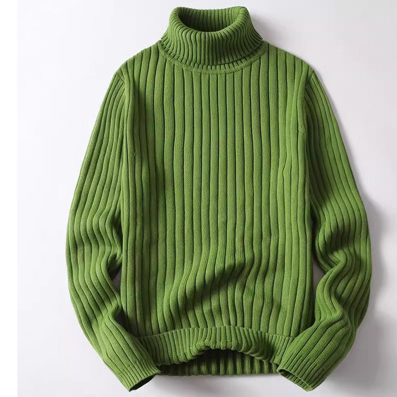 Męska - Bluza z golfem - Prążkowany sweter dzianinowy - Modny i komfortowy styl na każdą okazję