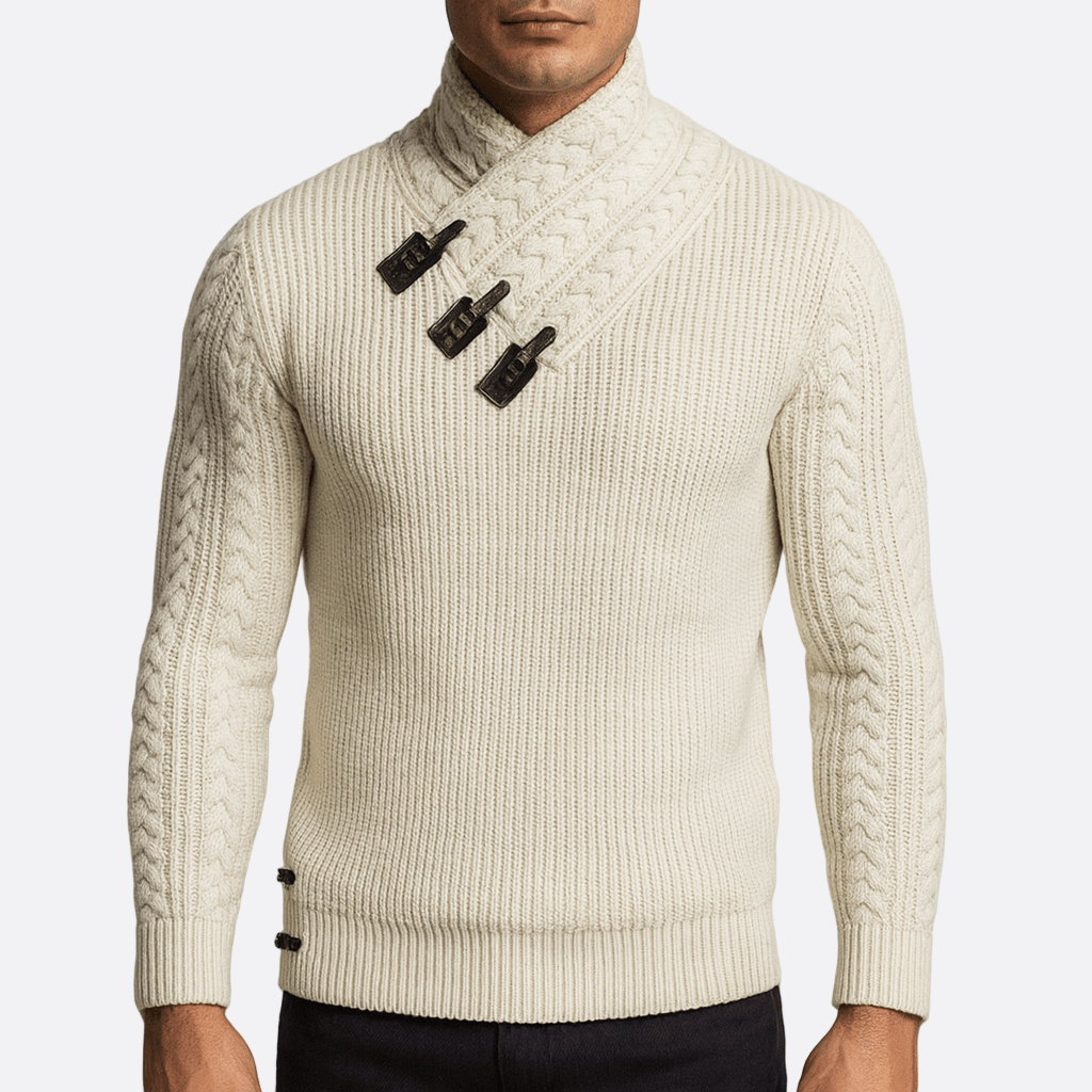 Męska - Asymetryczny sweter Slim Fit - Mieszanka wełny - Stylowy i komfortowy