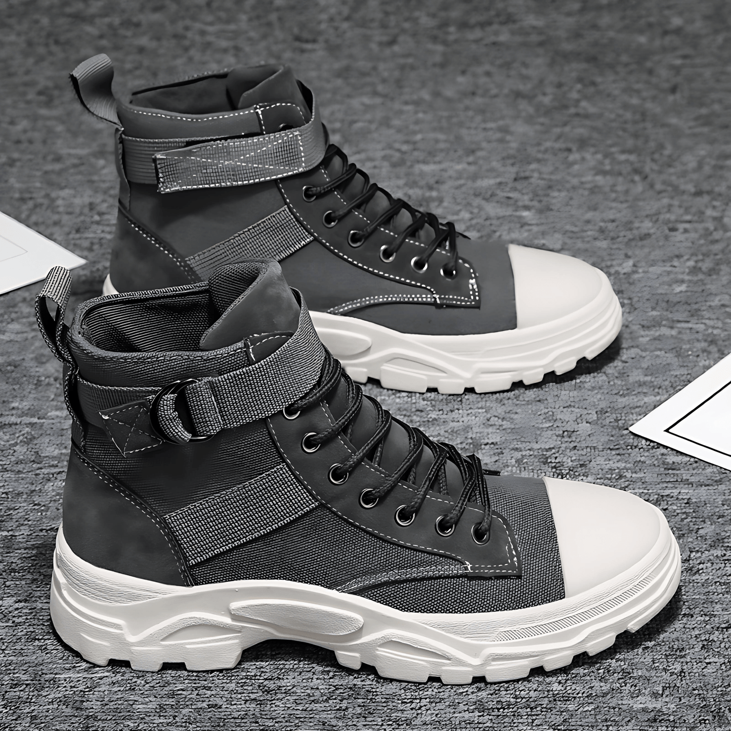 Męska - Buty za Kostkę - Chunky Sole - Stylowe i Wygodne Obuwie na Każdą Okazję