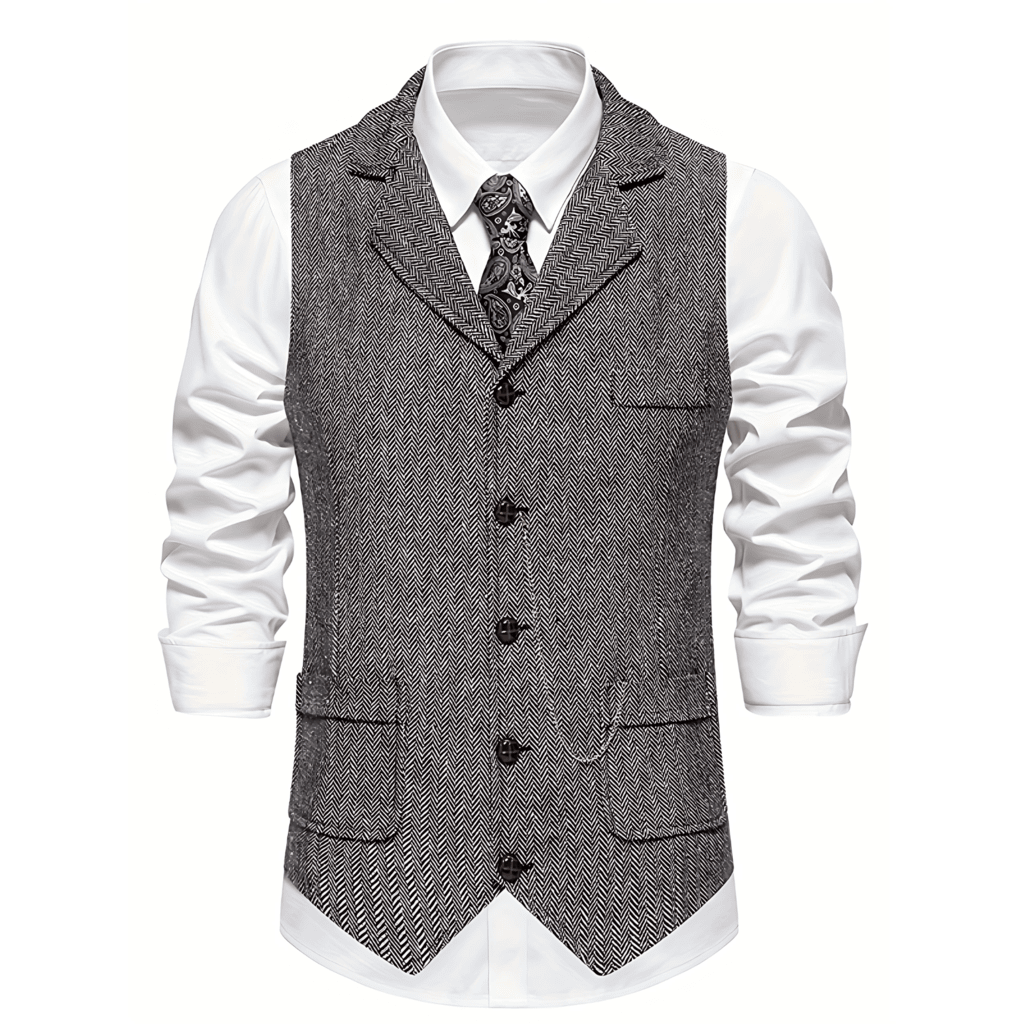 Męska - Kamizelka - Jodełka - Dopasowany Krój, Stylowa i Elegancka