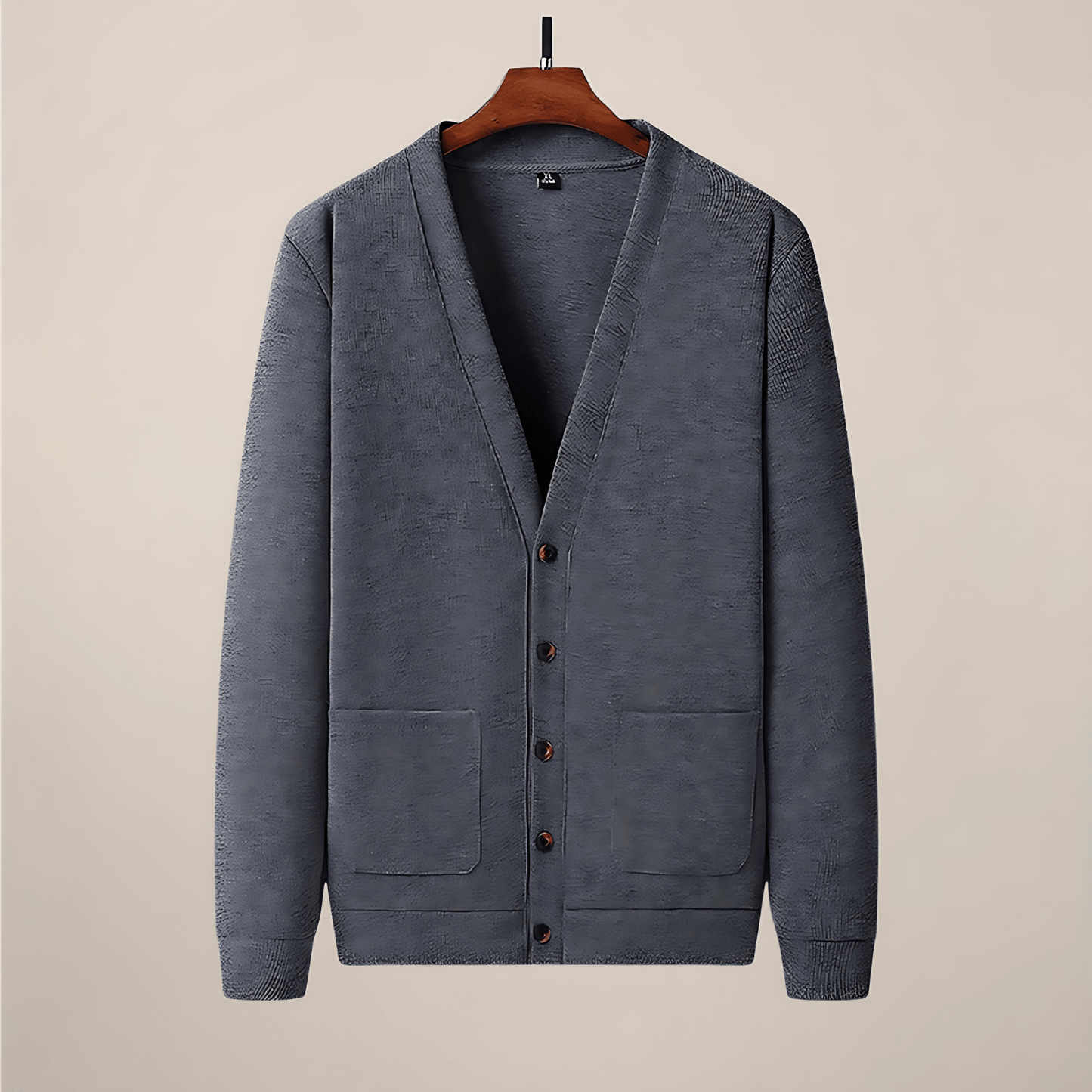 Męska - Kardigan - Dekolt w szpic - Zapinany na guziki - Elegancki styl na każdą okazję
