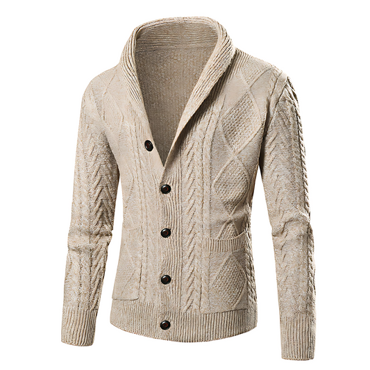 Męska - Kardigan dziergany na drutach - Nowoczesny styl - Komfortowy materiał - Idealny na chłodne dni