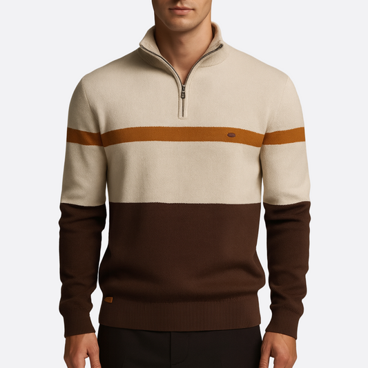 Męska - Kolorowy sweter - Zamkiem błyskawicznym - Nowoczesny styl na co dzień - Idealny na każdą okazję