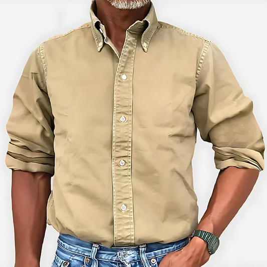 Męska - Koszula - Długim rękawem - Zapinana na guziki