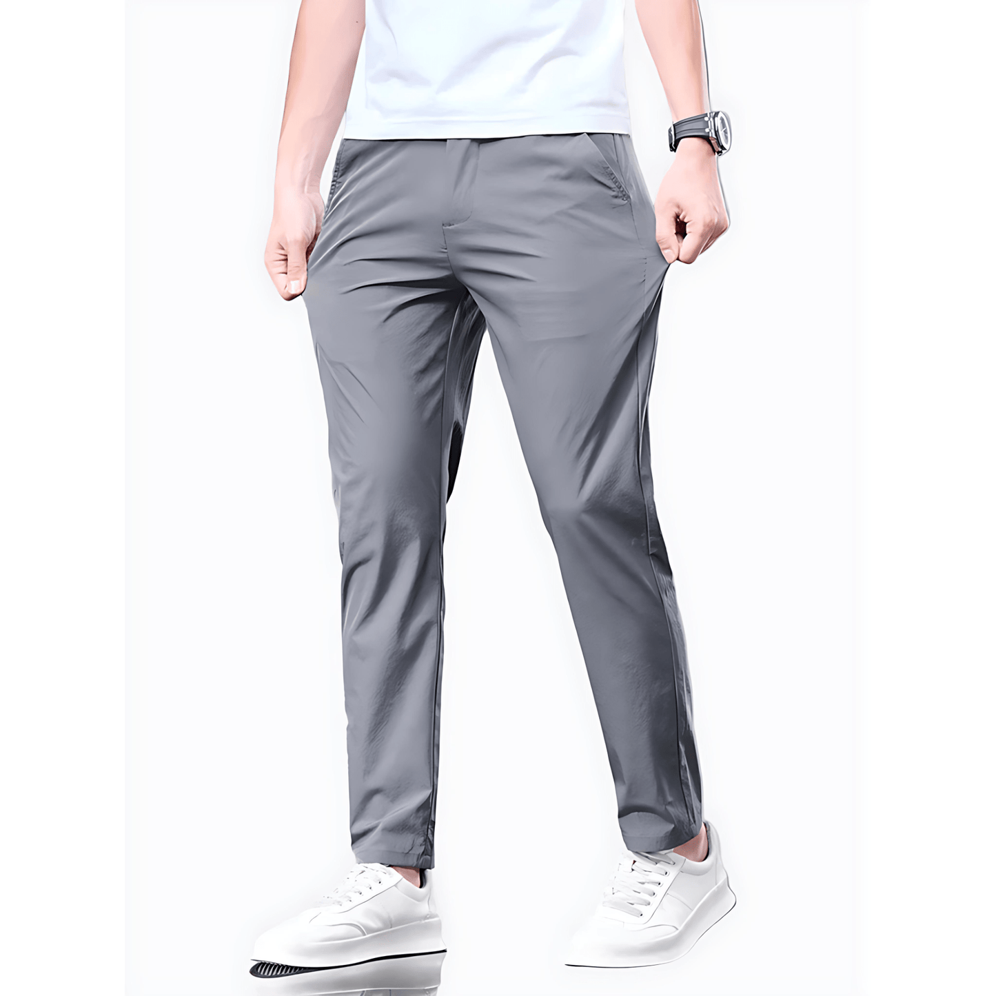 Męska - Lekkie Skinny Spodnie ze Stretchem - Komfortowy Styl na Co Dzień