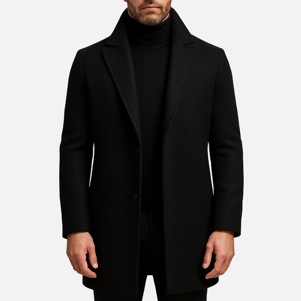 Męska - Płaszcz formalny - Wełniany - Dopasowany krój - Elegancki styl na każdą okazję