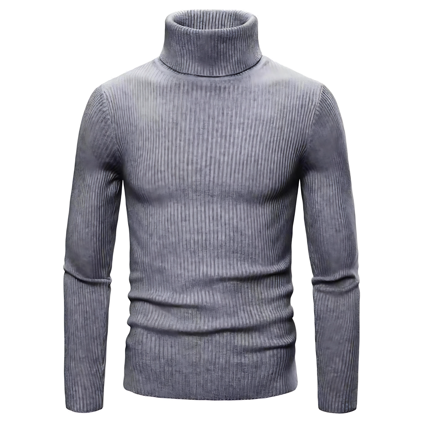 Męska - Sweter - Dzianiny prążkowanej z golfem - Stylowy design i komfortowa