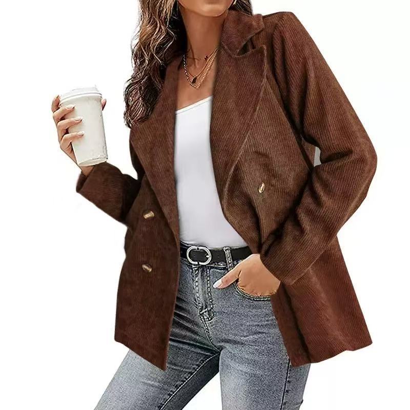 Damska - Marynarka - Sztruksowa - Styl casualowy - Modny wybór na każdą okazję