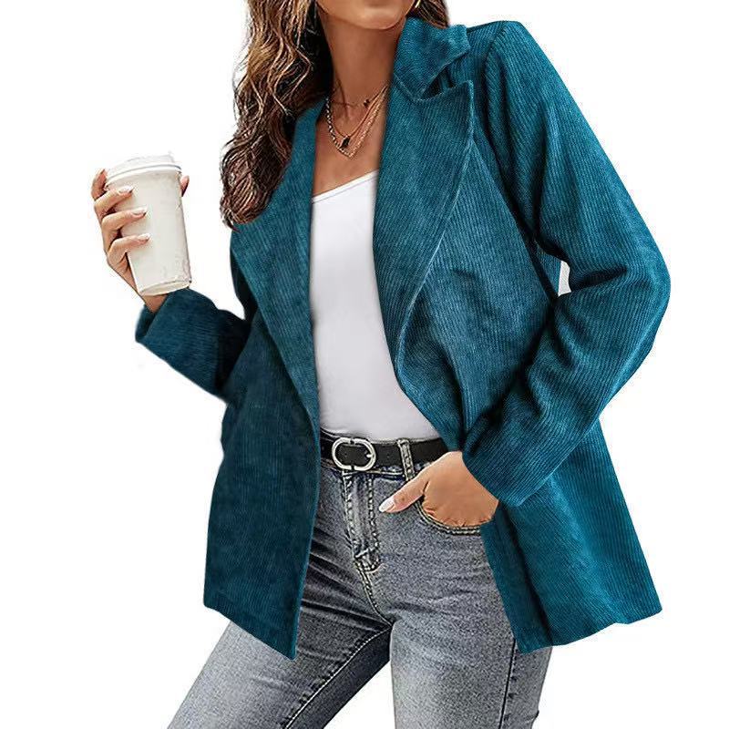 Damska - Marynarka - Sztruksowa - Styl casualowy - Modny wybór na każdą okazję