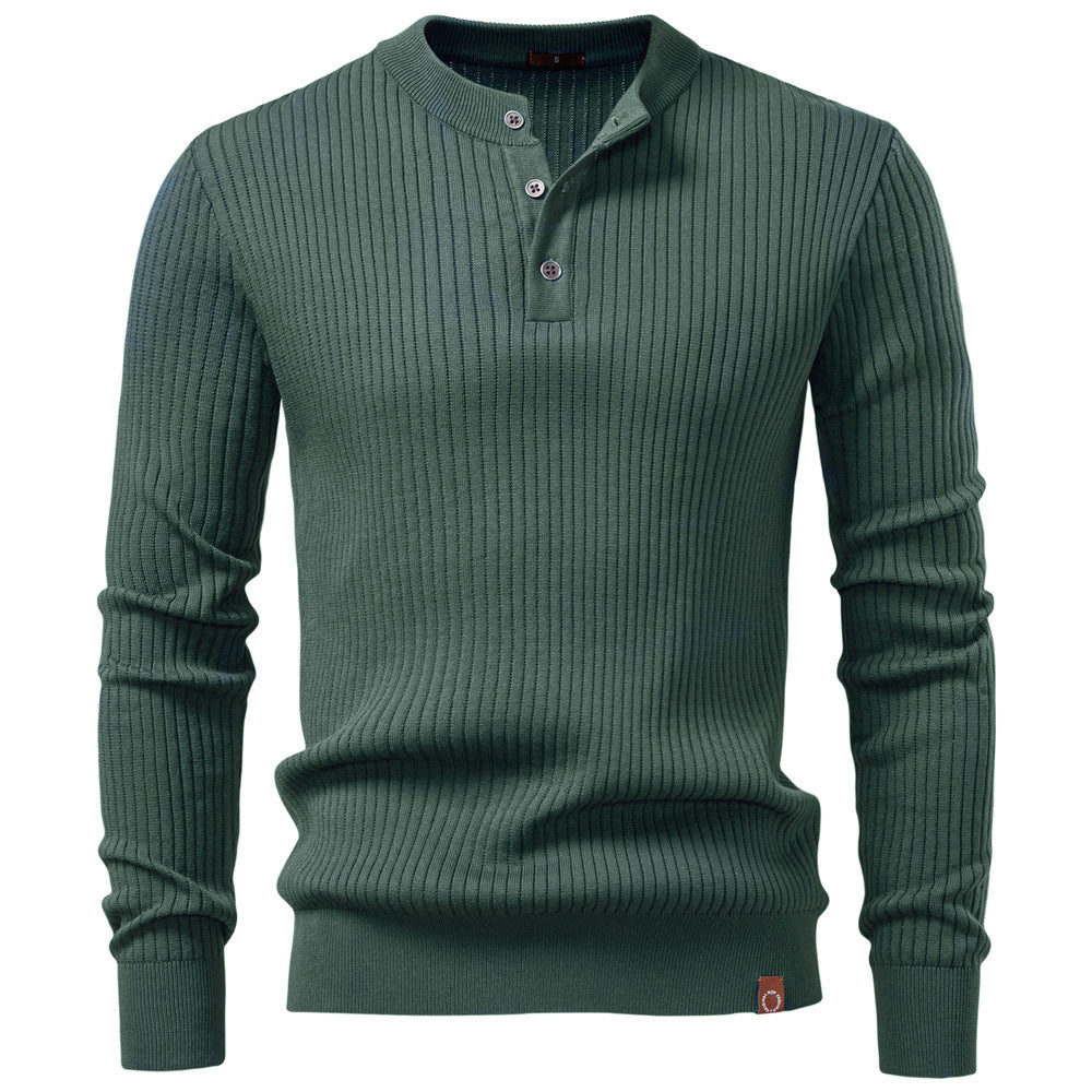 Męska - Sweter dzianinowy - Drobnymi prążkami - Wygodny i elegancki - Idealny na każdą okazję