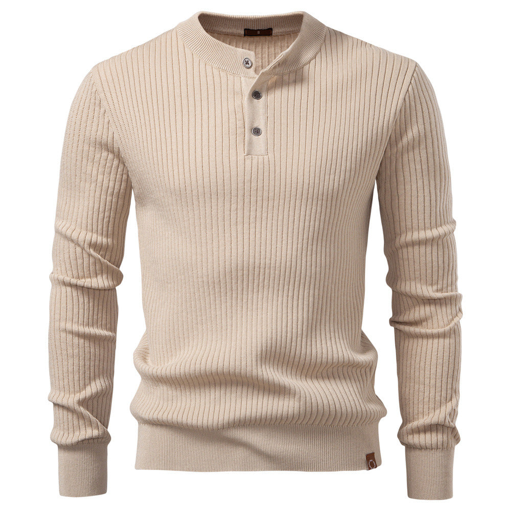 Męska - Sweter dzianinowy - Drobnymi prążkami - Wygodny i elegancki - Idealny na każdą okazję