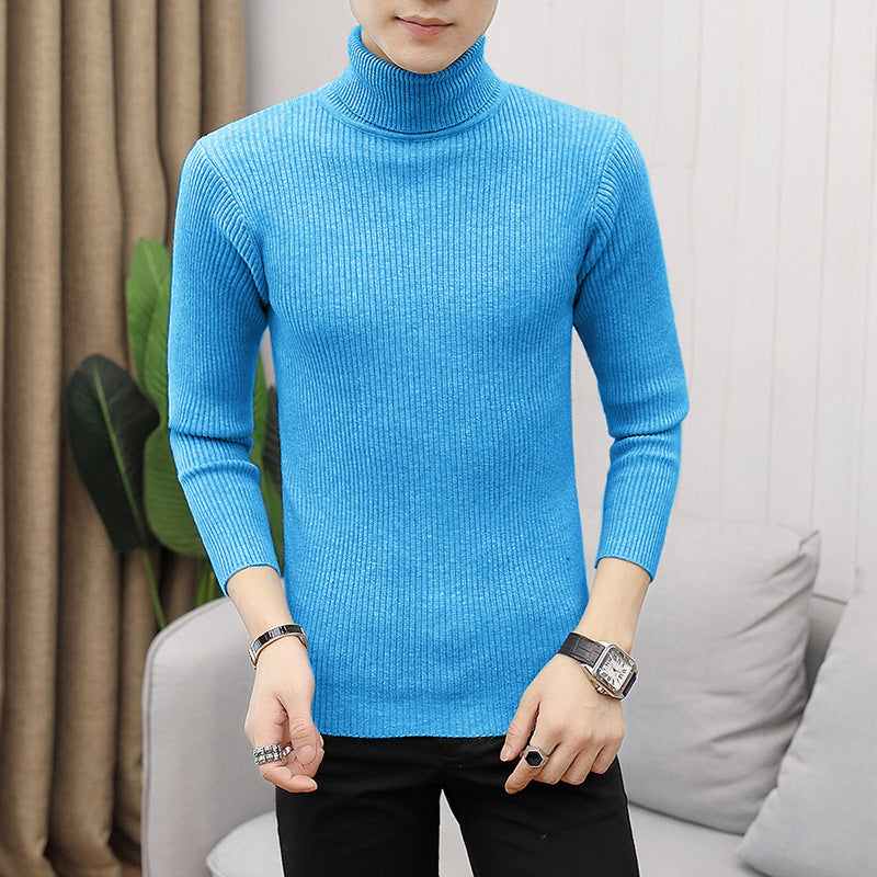 Męska - Sweter - Dzianiny prążkowanej z golfem - Stylowy design i komfortowa