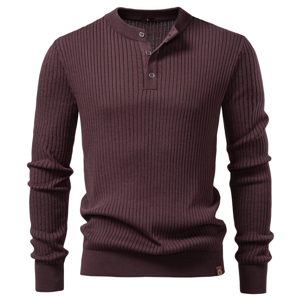 Męska - Sweter dzianinowy - Drobnymi prążkami - Wygodny i elegancki - Idealny na każdą okazję