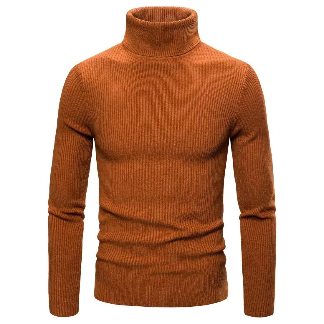 Męska - Sweter - Dzianiny prążkowanej z golfem - Stylowy design i komfortowa