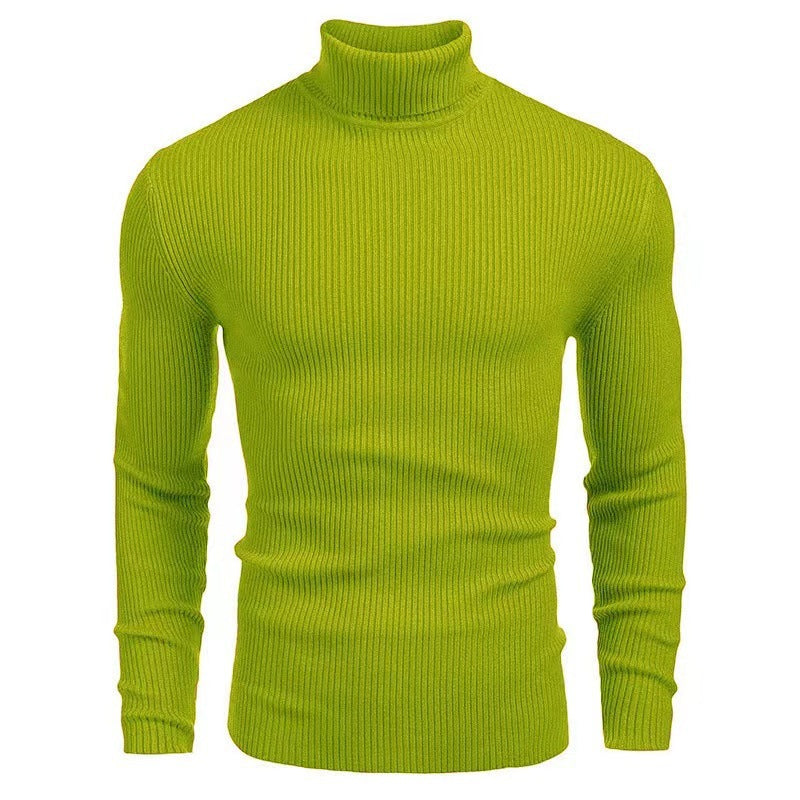 Męska - Sweter - Dzianiny prążkowanej z golfem - Stylowy design i komfortowa