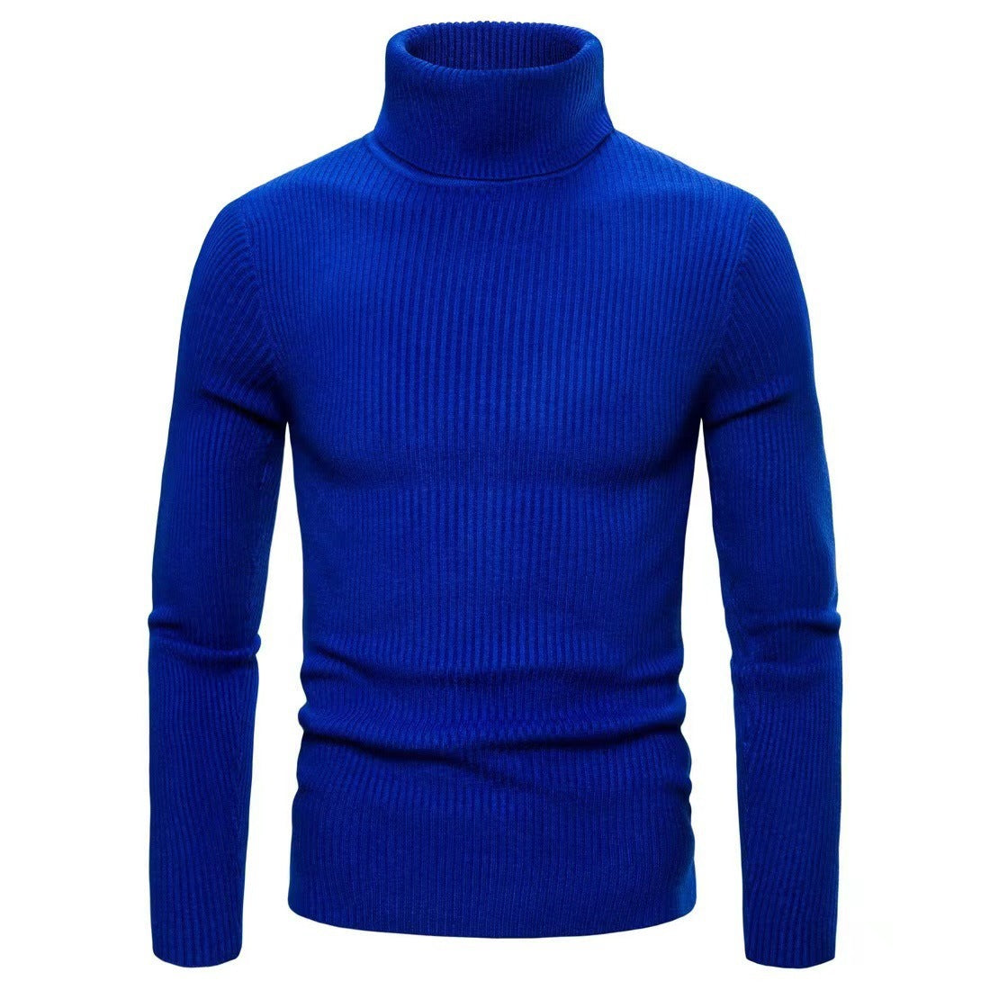 Męska - Sweter - Dzianiny prążkowanej z golfem - Stylowy design i komfortowa